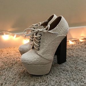 Cream color heeled booties (brand new)